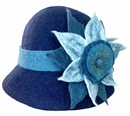 Blue Felt Hat with Flower