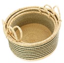 Sage & Natural Striped Floor Baskets - Set of 3