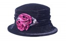 Swirl Rose Velvet Crusher Hat - Black