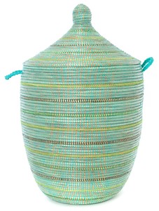Green Striped Laundry Hamper Basket  | Milwaukee Art Museum