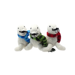 White Seal Knit Ornaments Set of 3 | Milwaukee Art Museum