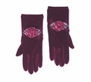 Burgundy Gloves with Flower