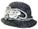 Charcoal Grey Hat with Flower- WEB EXCLUSIVE