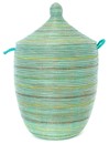 Green Striped Laundry Hamper Basket