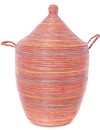 Pink Striped Laundry Hamper Basket